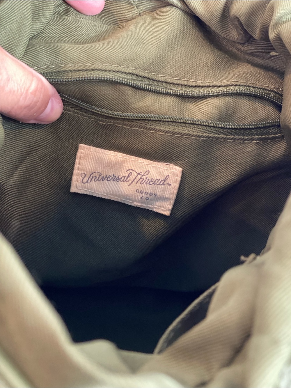 Universal Thread Olive Green Pebbled Leather Drawstring Backpack - Picture 7 of 14